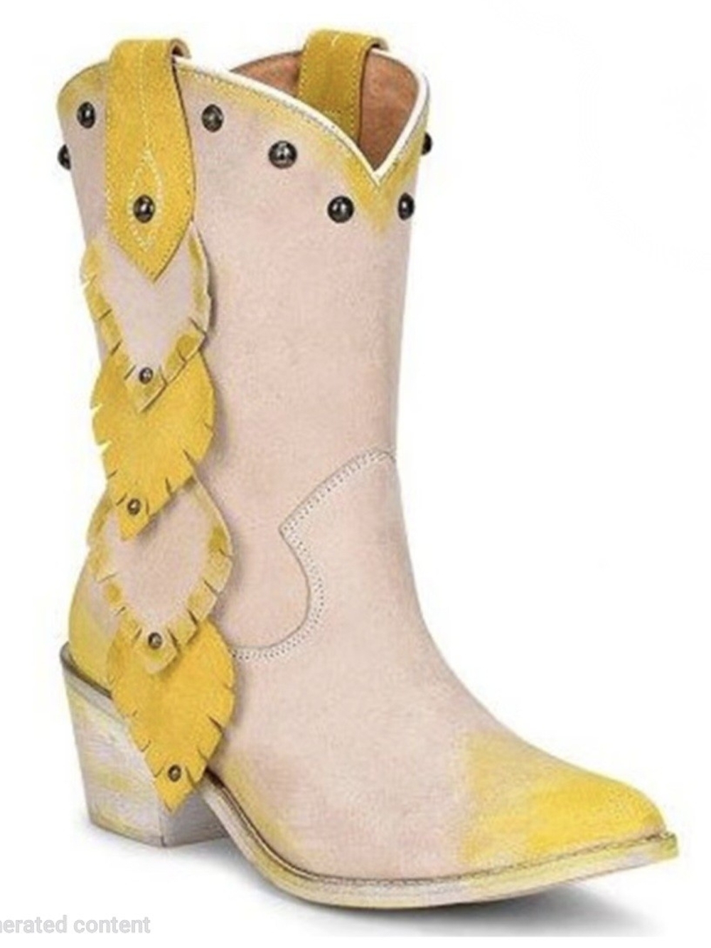 Circle G Painted Leaf Studded Cowboy Western Heeled Boot Sz 7 NWOT